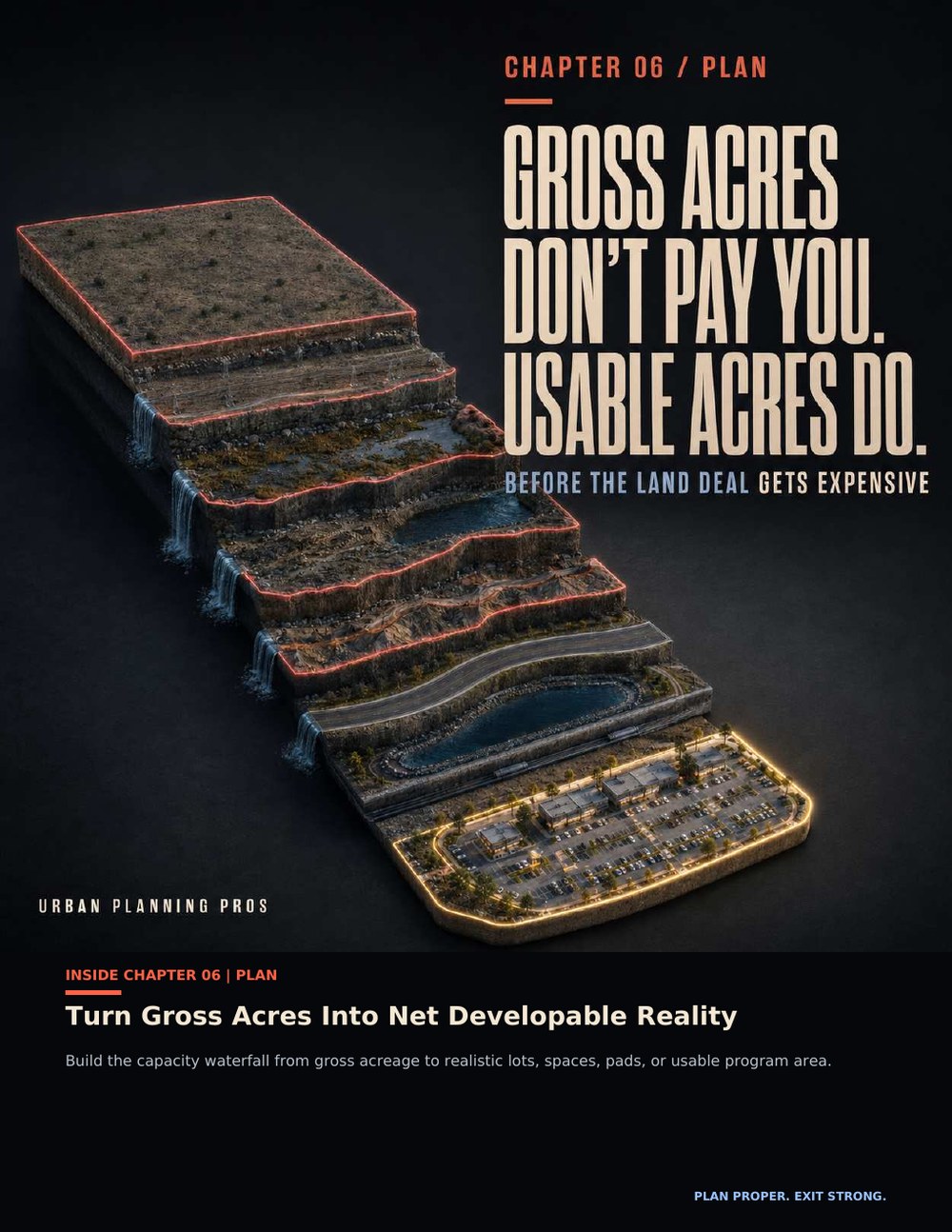 Illustrated gross acreage and net developable land lesson in the feasibility ebook